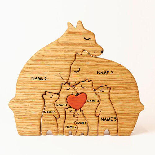 Personalized Wooden Bear Custom Family Names Puzzle Meaningful Gift ...