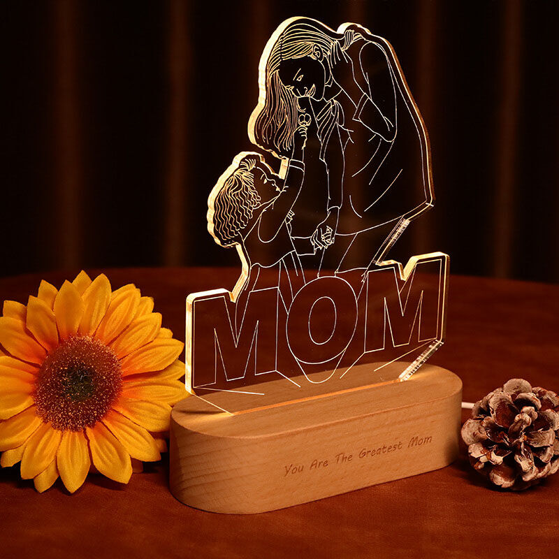 Personalized Photo Stick Figure Acrylic  MOM Night Light