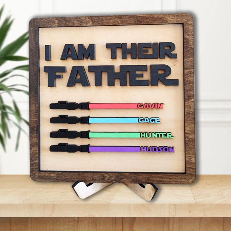Personalized Name Puzzle Frame with Lightsaber Pattern for Father's Day