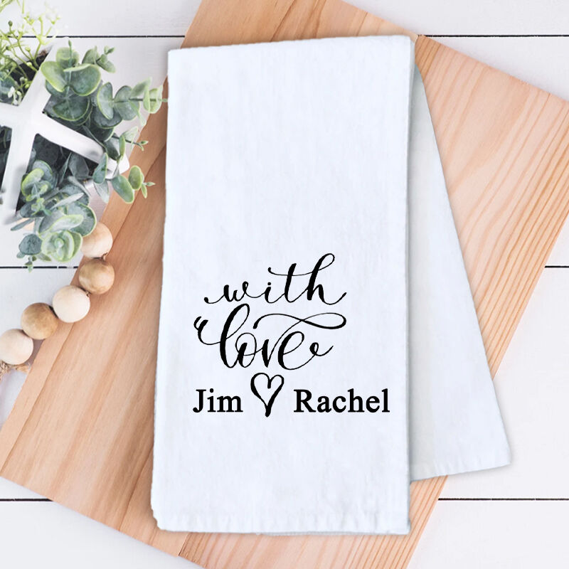 Personalized Towel with Custom Couple Name Aesthetic Love Design Great Gift for Her