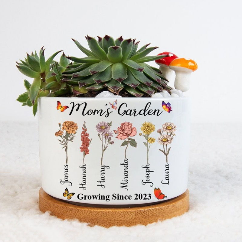 Personalized Name Flower Pot with Custom Floral Wonderful for Mama