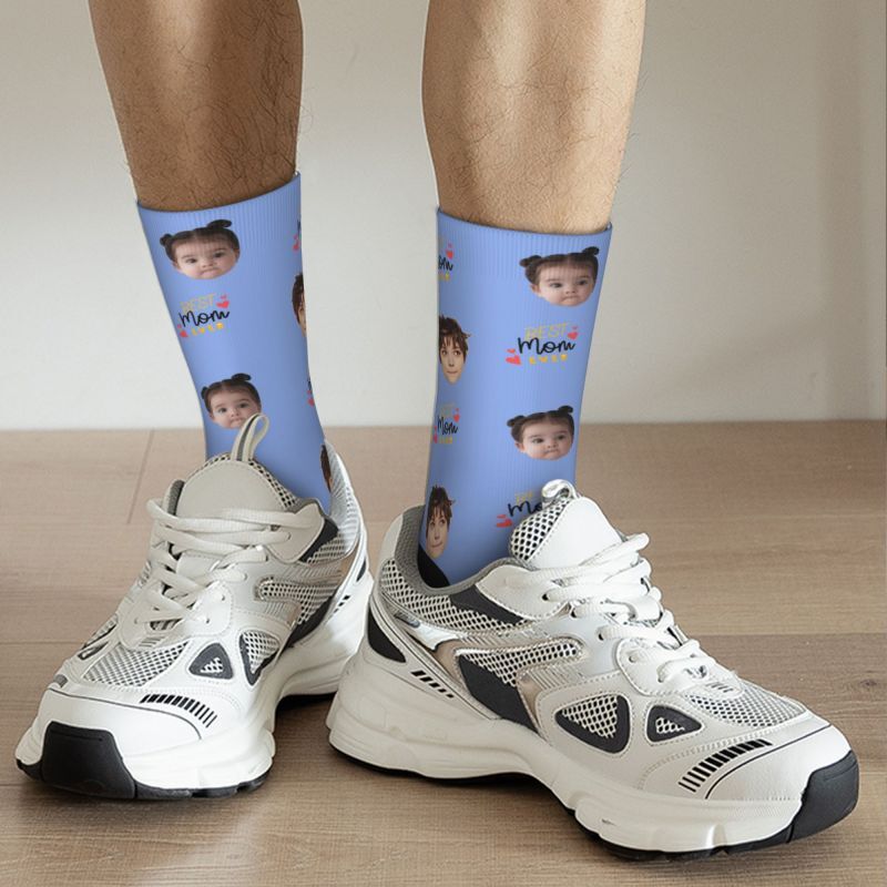 Customiseerbare sokken met kinderfoto's voor Moederdag