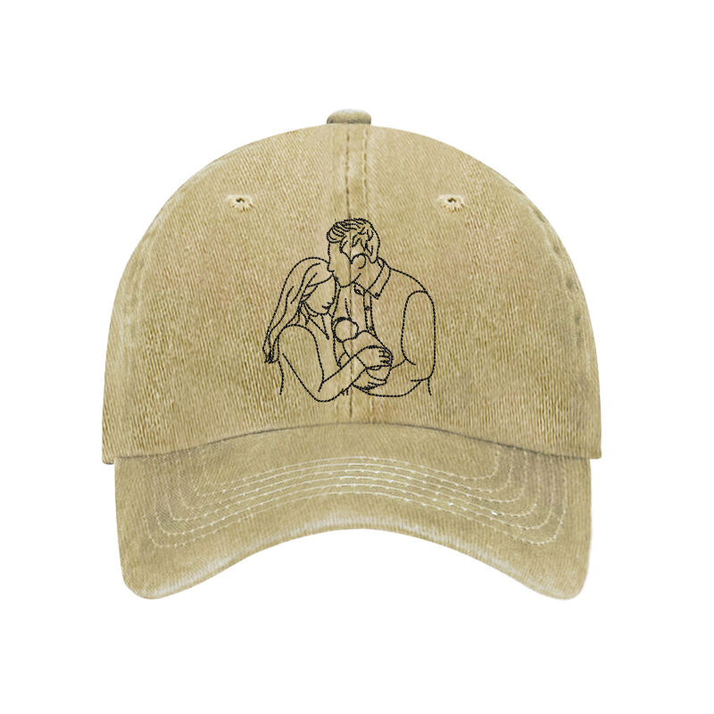 Cappello personalizzato ricamato su misura con foto di famiglia design di linea Grande regalo