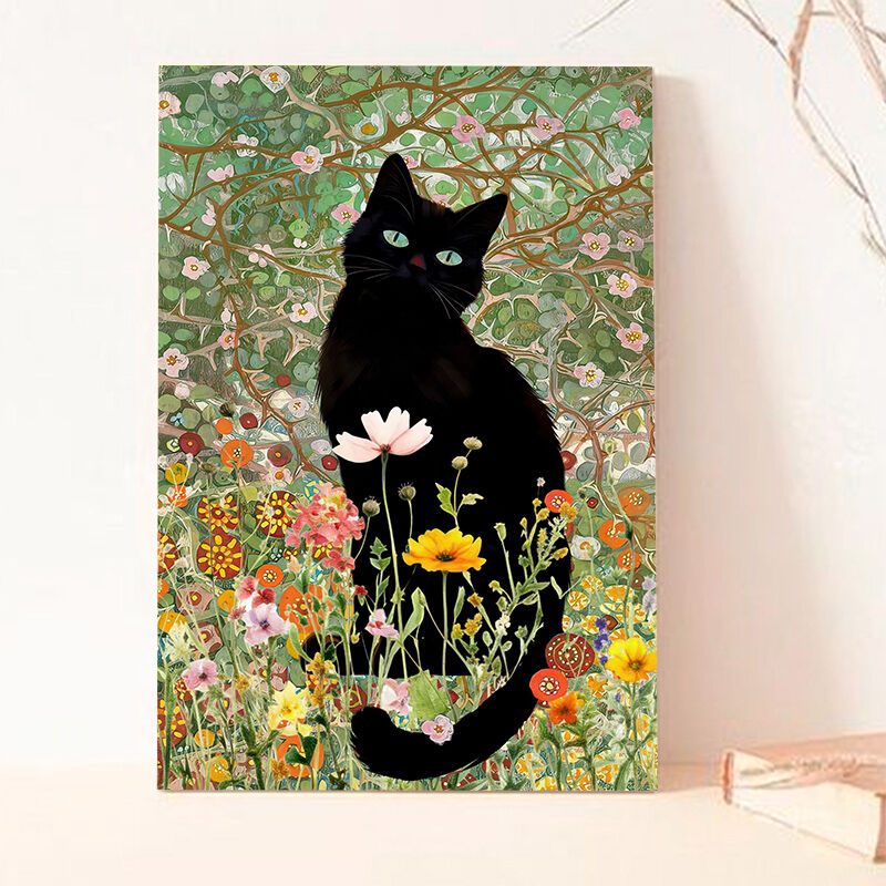 Cat In The Flowers Paint By Numbers Kits Funny Gift for Pet Lover