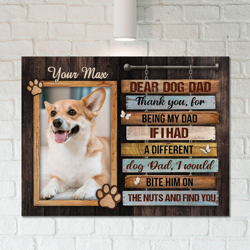 Personalized Picture Canvas Wall Art Funny Gift for Dog Dad