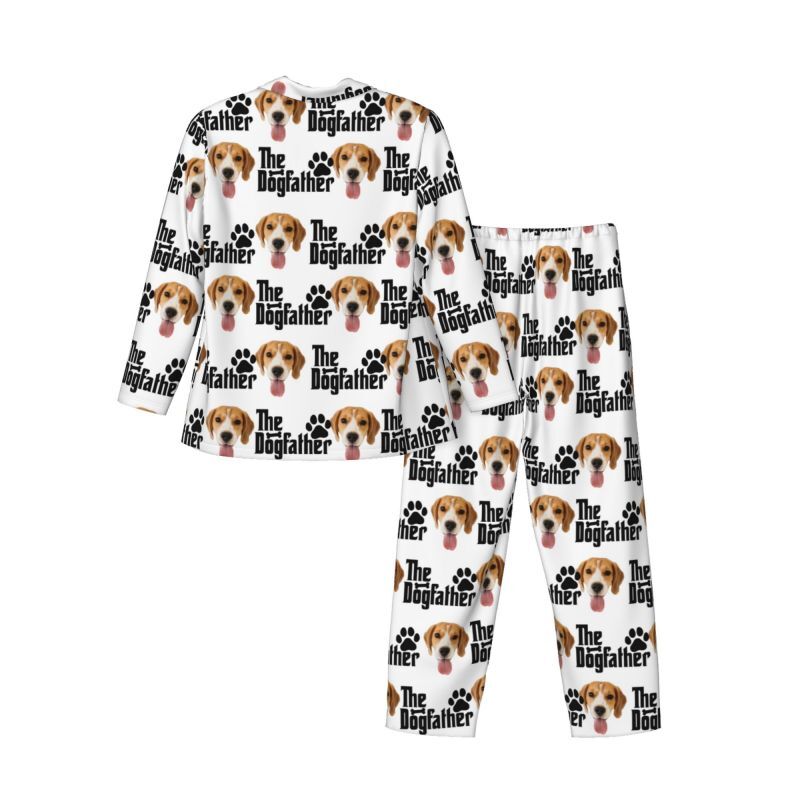 Personalized Pajamas Custom Puppy Photo The Dog Father with Pawprints Design Gift for Pet Lover Dad