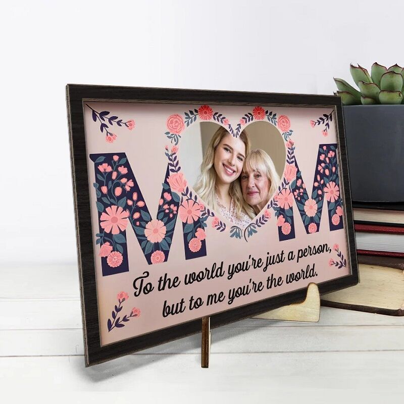 Personalized Photo Frame You're The World To Me Flowers Heart Design Attractive Gift for Mother's Day
