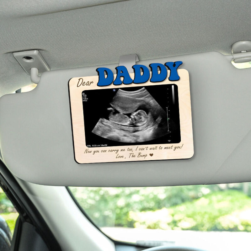 Personalized Car Visor Clip with Fetal Ultrasound Photo as a Surprise for New Dad