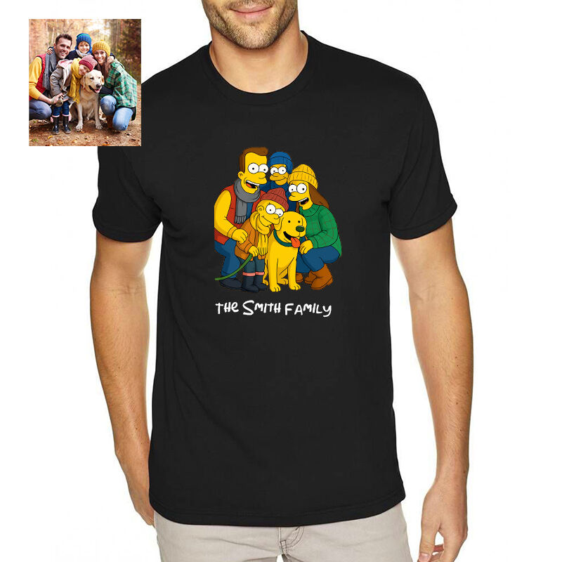 Personalized T-shirt Custom Family Photo Simpson Cartoon Style Design Funny Gift for Family