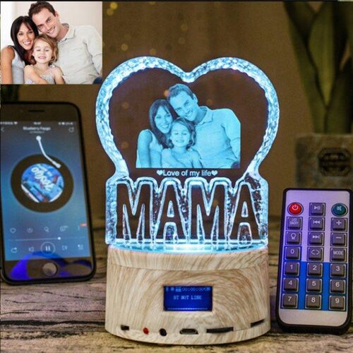 Altavoz bluetooth de lámpara de cristal con foto personalizada - MAMA