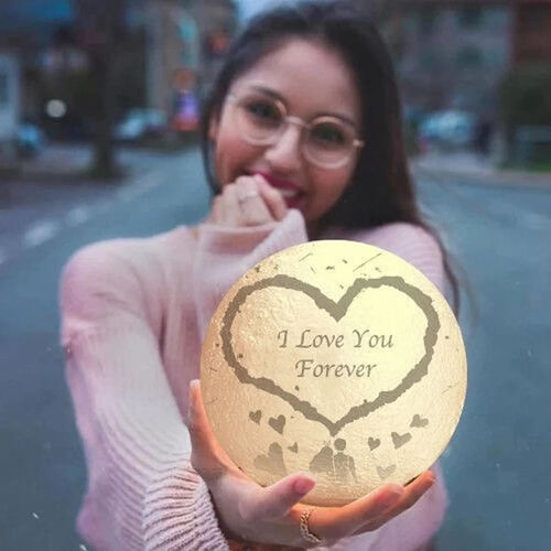 Lampe de lune "Je t'aime pour toujours" imprimée en 3D pour couple Touchez 2 couleurs