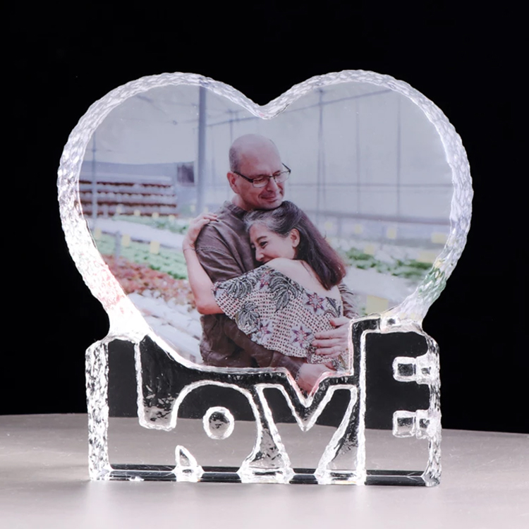 Custom Heart shape Photo Crystal Frame For Lover