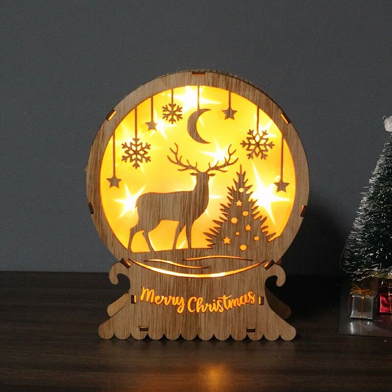 Beautiful 3D Wood Carving Decorative Light Creative Christmas Gift