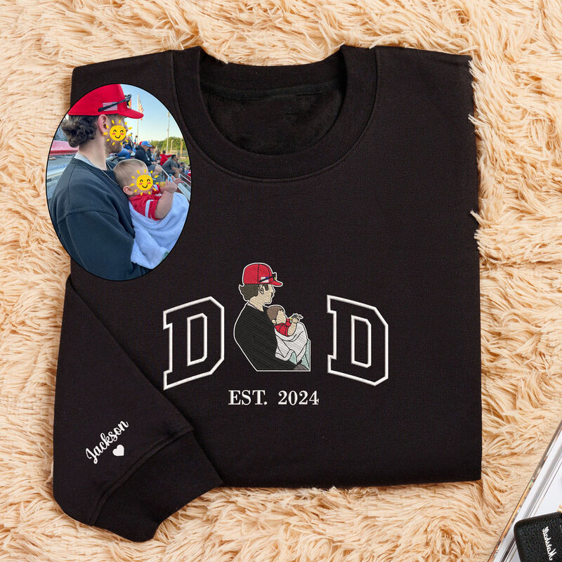 Sudadera personalizada papá bordada con diseño de foto personalizado regalo único para el Día del Padre