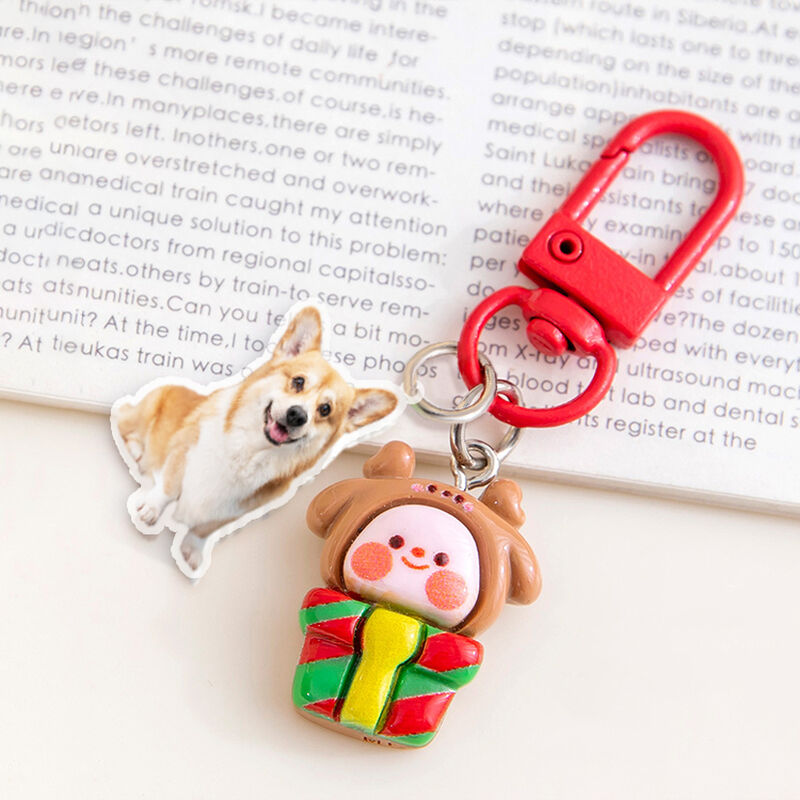 Personalized Acrylic Photo Keychain With Christmas Decoration Gift