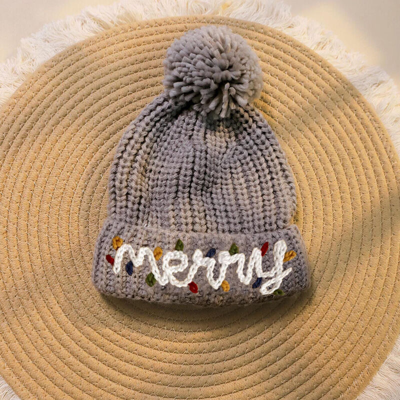 Custom Embroidered Beanie with Lanterns Handmade Cozy Newborn Gift for Kids