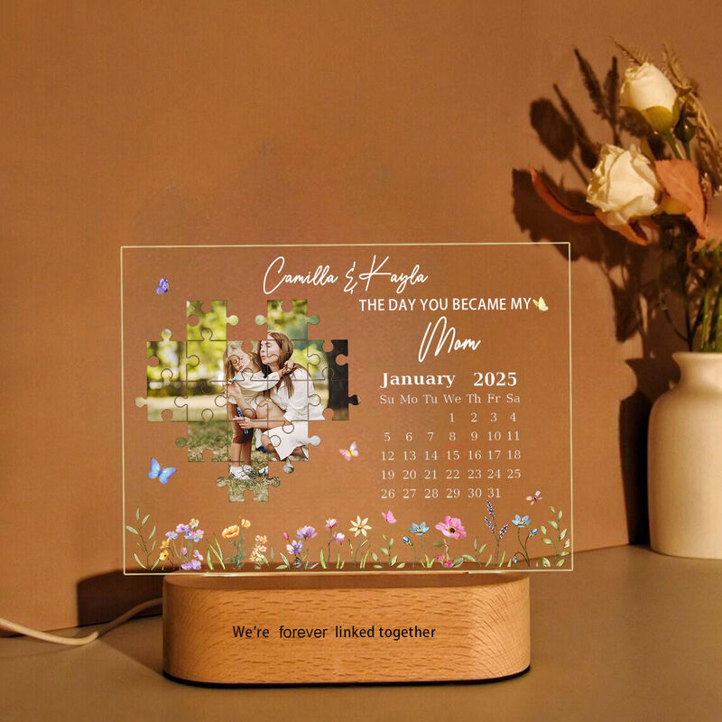 Personalized Picture Night Light with Beautiful Flowers Pattern Important Gift for Mother's Day