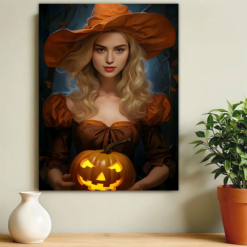 Personalized Witch Portraits with Custom Face Swap Cool Gift for Halloween