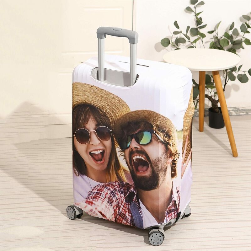 Personalized Luggage Cover Custom Photo Fun Gift for Couple