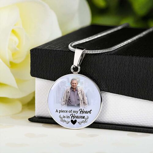 "A Piece of My Heart Is in Heaven" Custom Photo Necklace Style A
