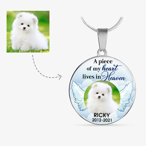 "A Piece of My Heart Lives In Heaven" Luxury Pet Memorial Circle Necklace