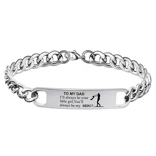 Personalized Stainless Steel Chain Men's Bracelet Custom Text from Child to Dad