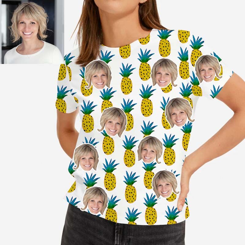 T-shirt Personnalisé Visage hawaïen avec ananas dessiné