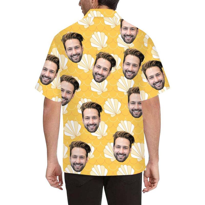 Chemise hawaïenne imprimée sur toute la surface pour hommes, visage personnalisée