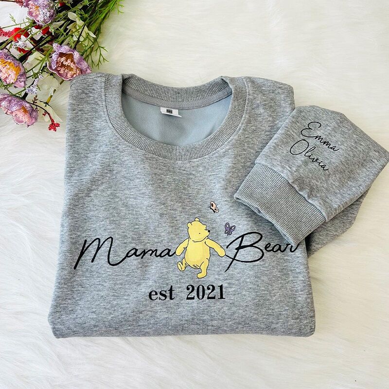 Personalisiertes Sweatshirt Mama Bär mit benutzerdefinierten Namen Design Warmes Geschenk zum Muttertag