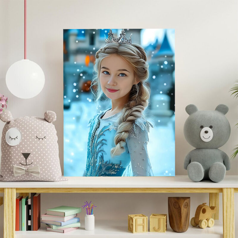 Personalized Princess Portraits with Custom Face Swap Cute Present for Child