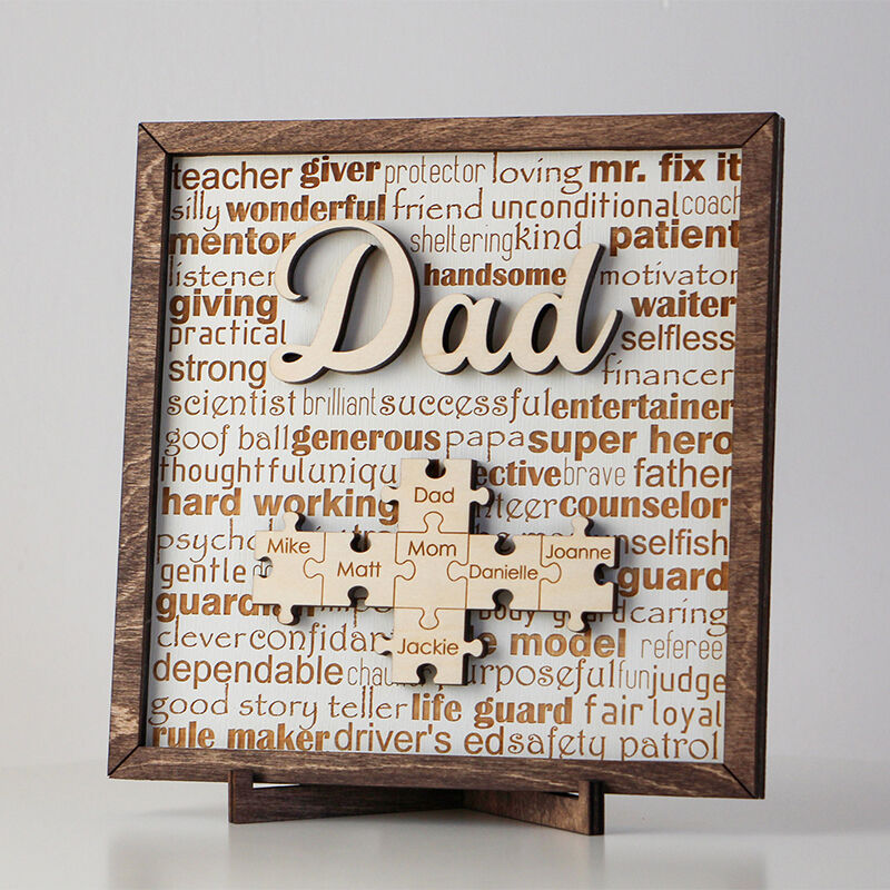 Personalized Name Puzzle Frame The Best Dad In The World Custom Family Names Perfect Father's Day Gift