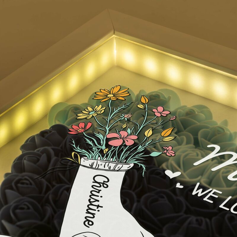Personalized Flower Shadow Box with Light Custom Hand in Hand Special Mother's Day Gift