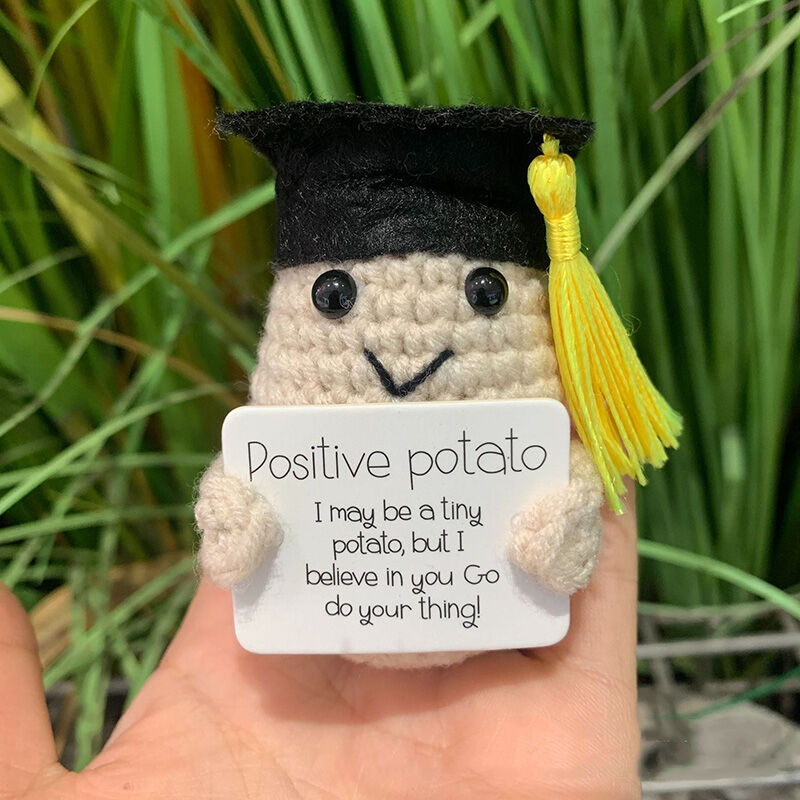 Handmade Crochet Potato Positive Doll with Doctor Hat Best Gift for Graduation
