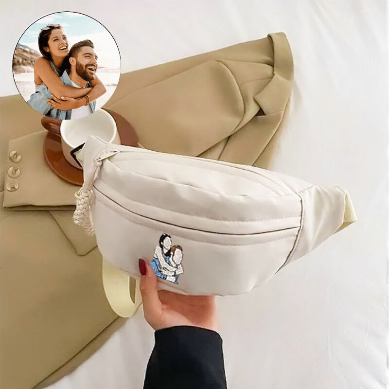 Personalisierte Gürteltasche mit gesticktem Foto Romantisches Geschenk für Paare