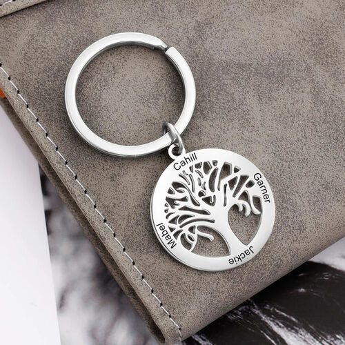 Personalized Tree of Life Stainless Steel Quality Keychain