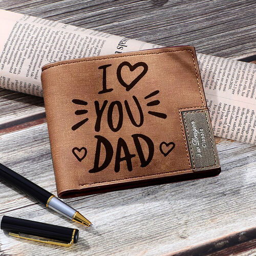 "I Love You Dad"Mens Brown Wallet Christmas Gift for Father