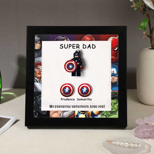 Cornice personalizzata di supereroi Nome personalizzato dello scudo per papà