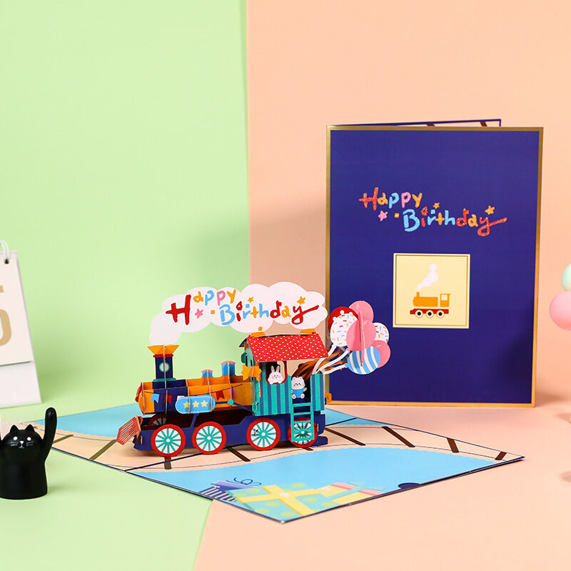 3D Creative Train Pop Up Card for Children's Birthday