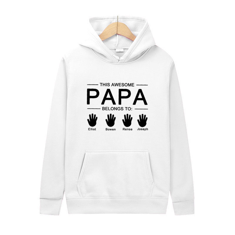 Personalized Hoodie Handprint Pattern with Custom Name Interesting Gift for Dad