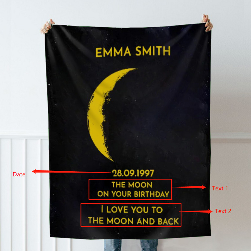 Personalized Moon Phase Photo Blanket Romantic Gift for Your Love