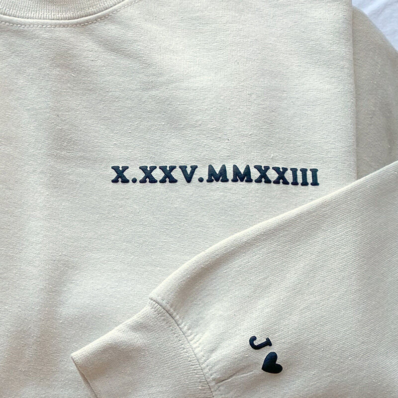 Personalisiertes Sweatshirt 3D Datum Warmes Geschenk zum Jahrestag