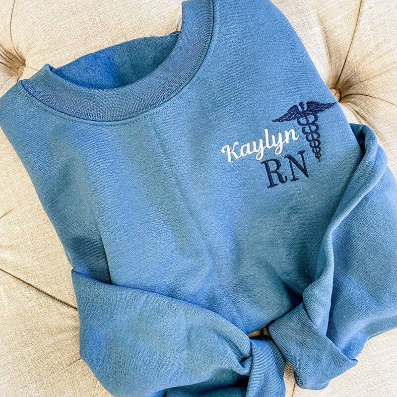 Personalized Sweatshirt Embroidered Nurse RN Pattern Custom Name Design Perfect Gift for Nurse Friends