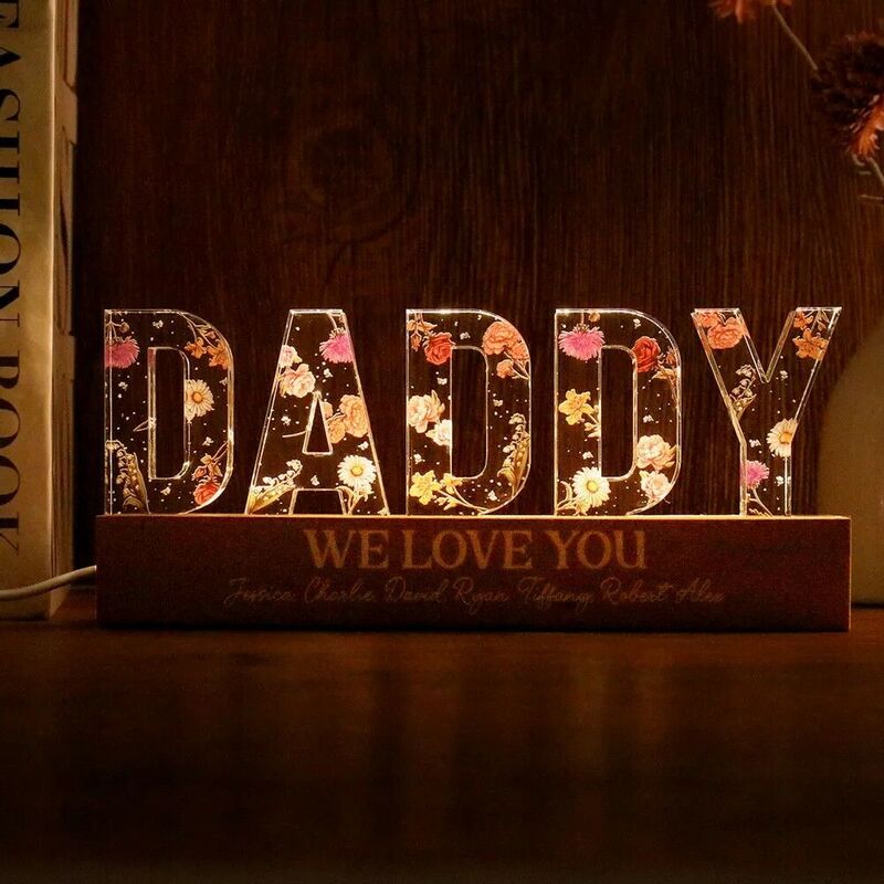 Personalized Led Lights Customized Birthday Flowers Father's Day Gift