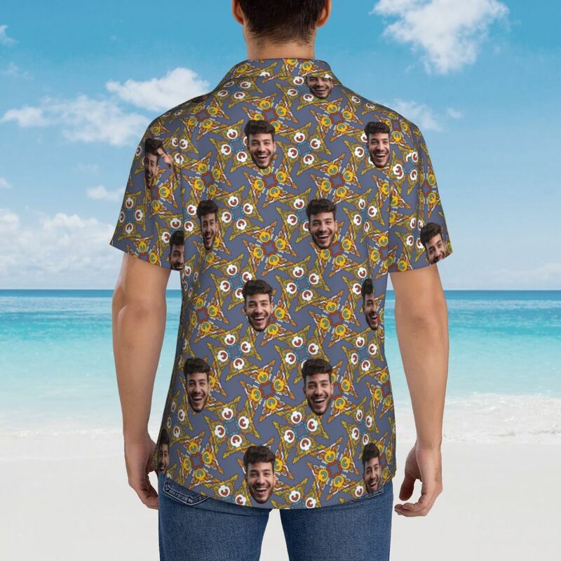 Camisa Personalizada Estampado Abstracto Tops de Verano Añadir Foto de Cara para Él