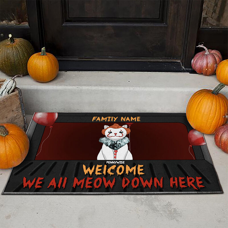 Paillasson Personnalisé Horreur Style Cat Design Parfait Cadeau d'Halloween pour les Amoureux des Animaux de Compagnie