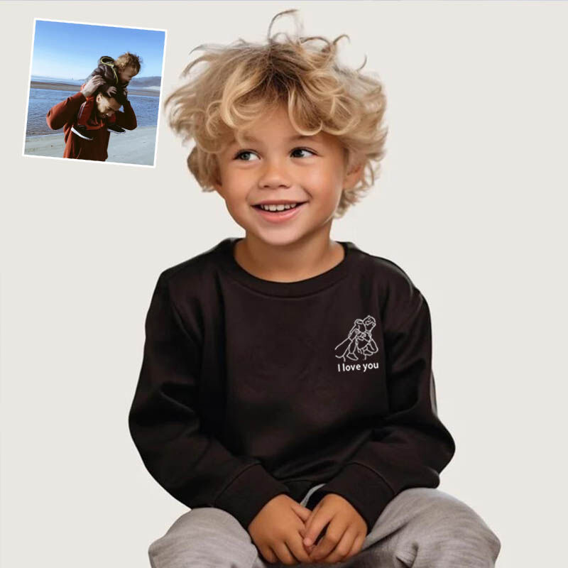 Sweatshirt brodé personnalisé pour enfants Dessin des contours Cadeau chaud pour garçons