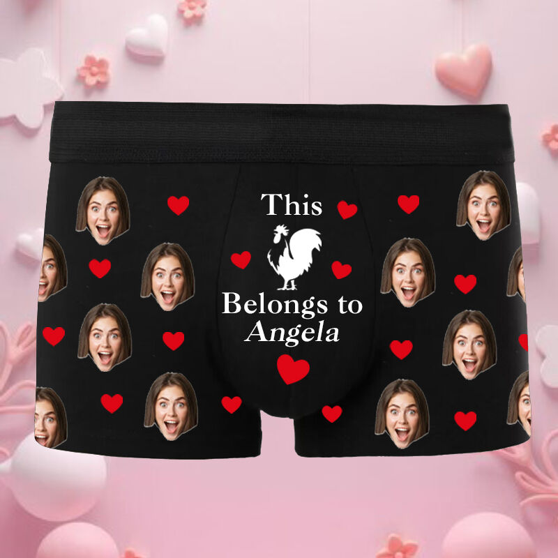 Personalisierte Foto Herrenunterwäsche Boxershorts mit Hahn-Muster Niedliches Geschenk zum Valentinstag