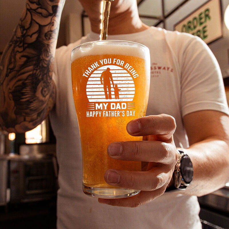 Personalized Nickname Beer Glass with Father And Son Silhouette Pattern Warm Gift for Daddy