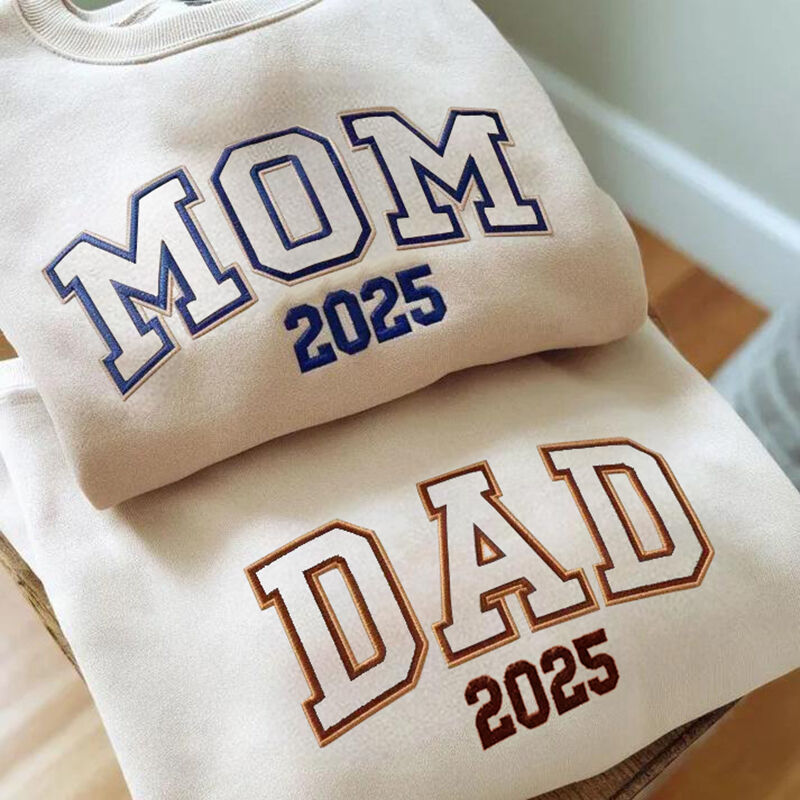 Personalized Sweatshirt Embroidered Custom Mom and Dad Outline Design Perfect Gift for Parents