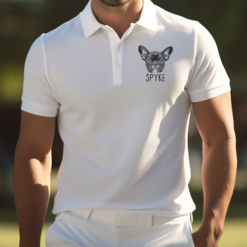 Personalized Photo Embroidered Polo Shirt with Custom Name Cute Gift for Pet Lovers